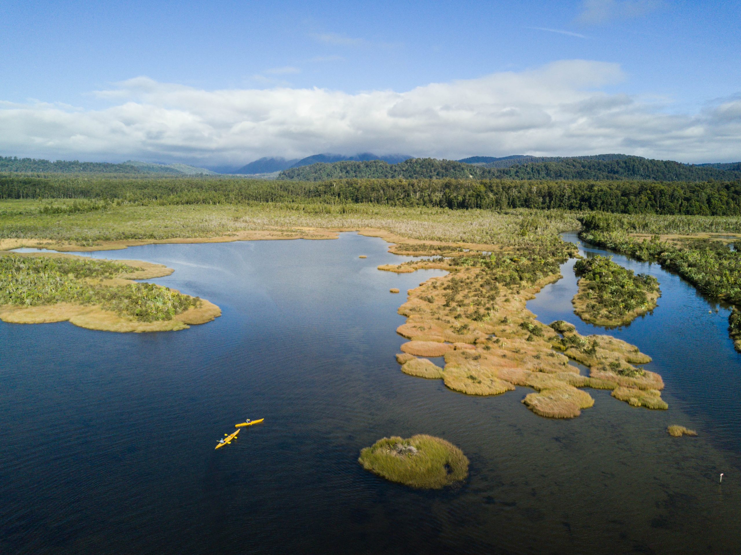 Ōkārito Lagoon wetlands by kayak